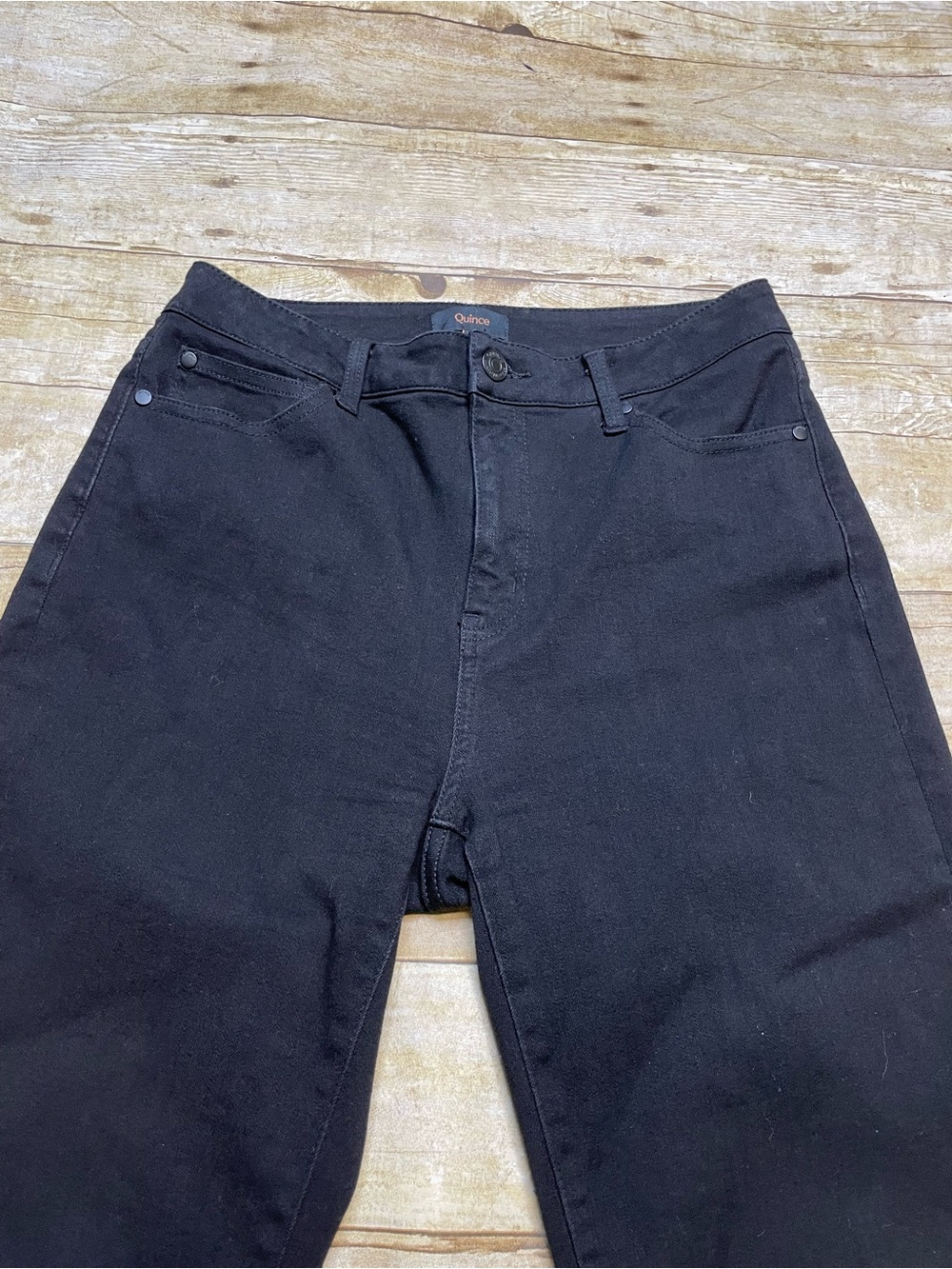 Quince Women’s Black Stretch High Raise Straight Jeans - Picture 3 of 9